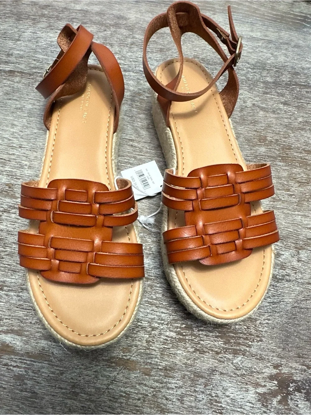 American Eagle Outfitters NWT Cognac Woven Espadrille Sandal